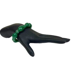 Aventurine Stone Beaded Stretch Bracelet Oval Round Spacers Gold Flecks Tumbled